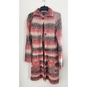 Willi Smith Wool‎ Blend Cardigan Duster Womens Sz S Red Long Heavy Knit Classic